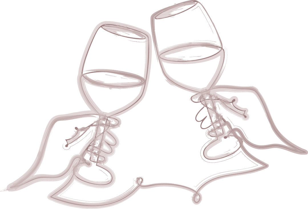 Ilustración de dos copas de vino brindando